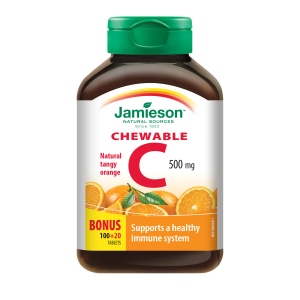 Jamieson Vitamin C 500 mg, žvečljive tablete z naravnim okusom pomaranče