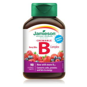 Jamieson B kompleks z okusom jagodičevja, žvečljive tablete s sladkorjem in sladili